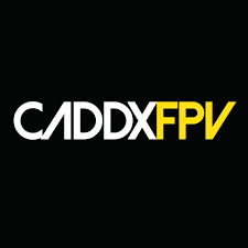 Caddx FPV logo with white and yellow text on a black background.